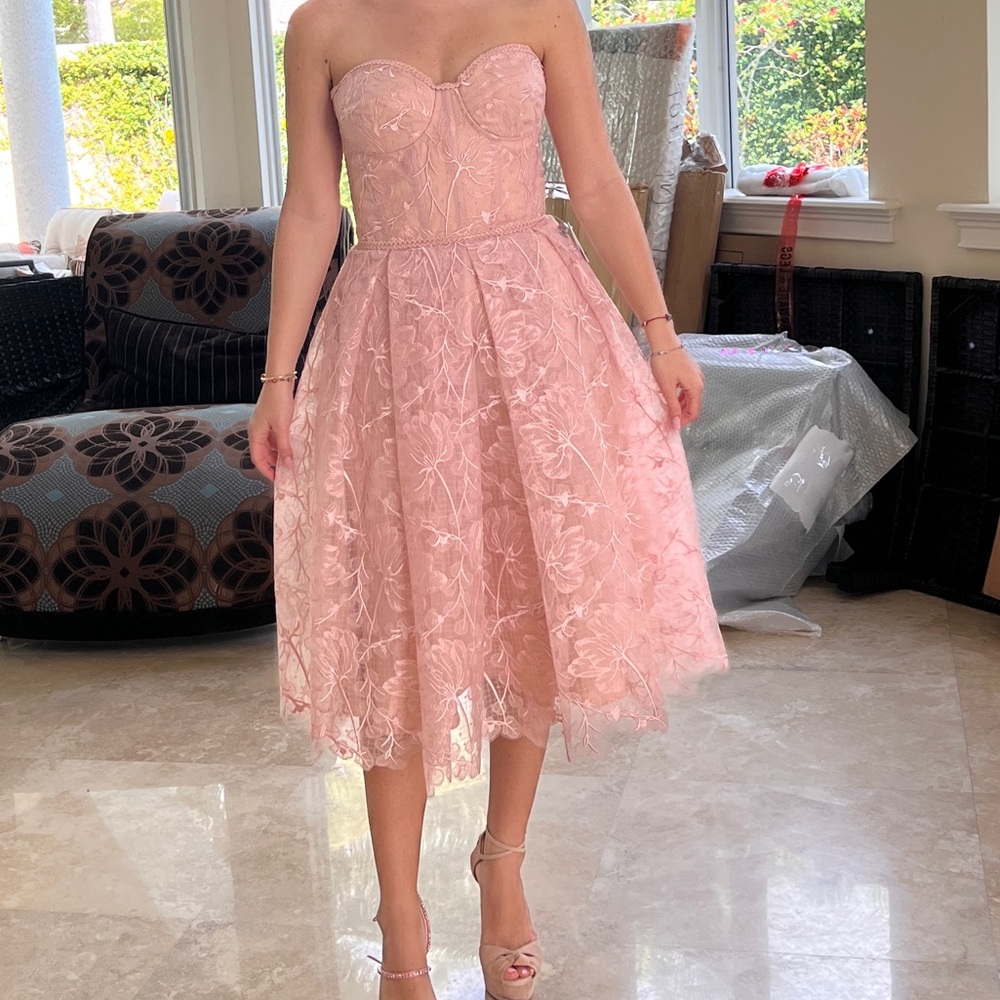 NADINE MERABI - BLUSH PINK CORSET DRESS - SIZE SM US 6 - WORN ONCE - LIKE NEW